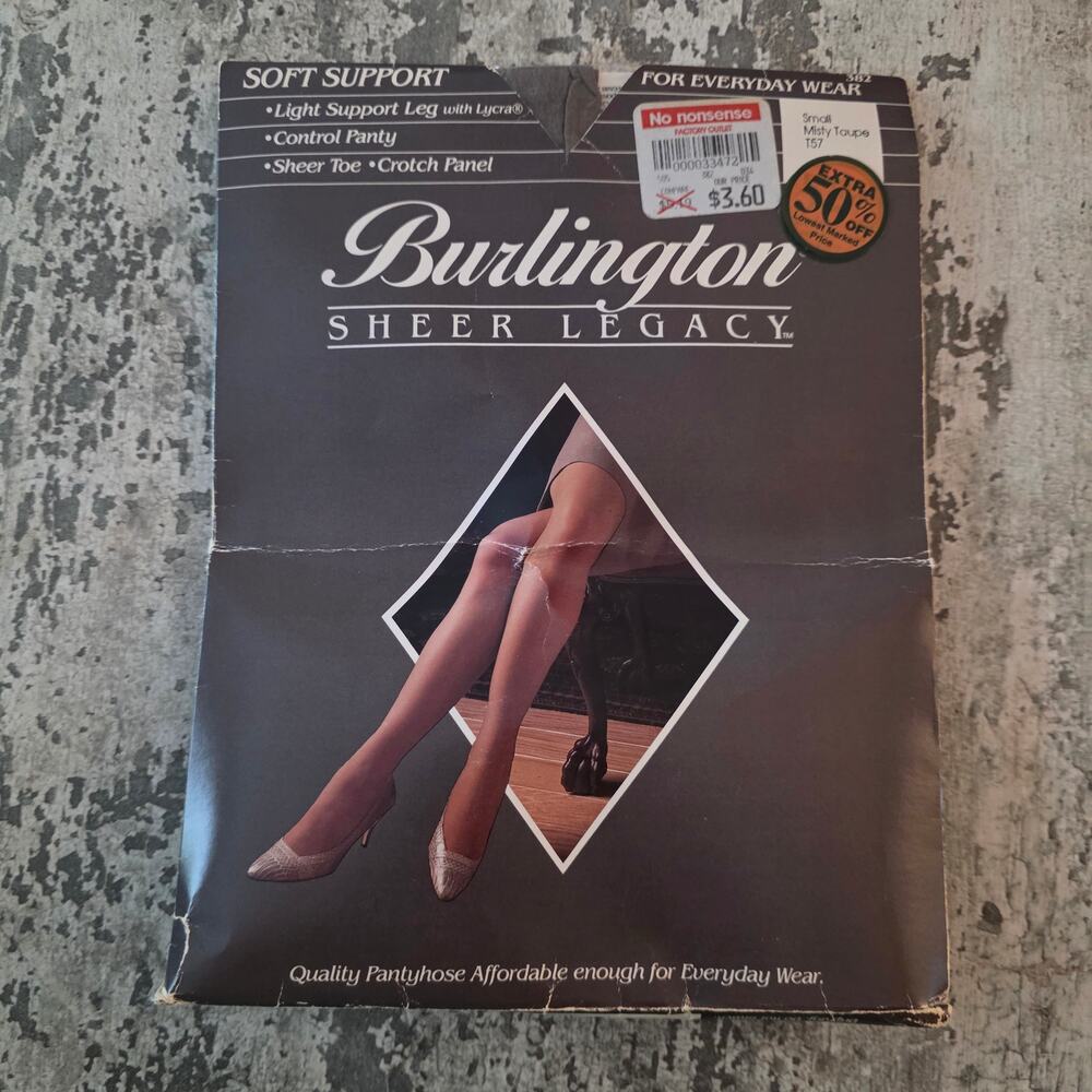 Burlington "Sheer Legacy" Control Top Panty Hose NOS Size Small